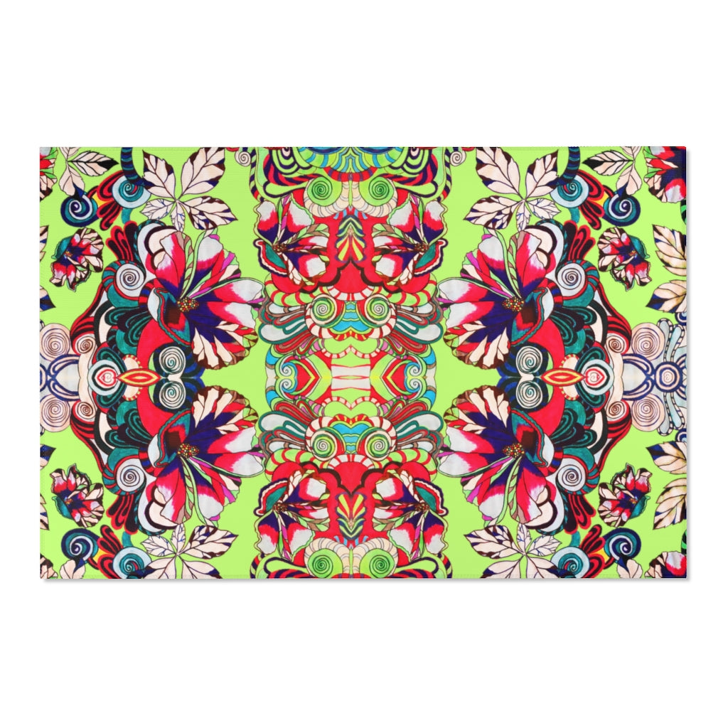 Artsy Floral Pop Lime Area Rug