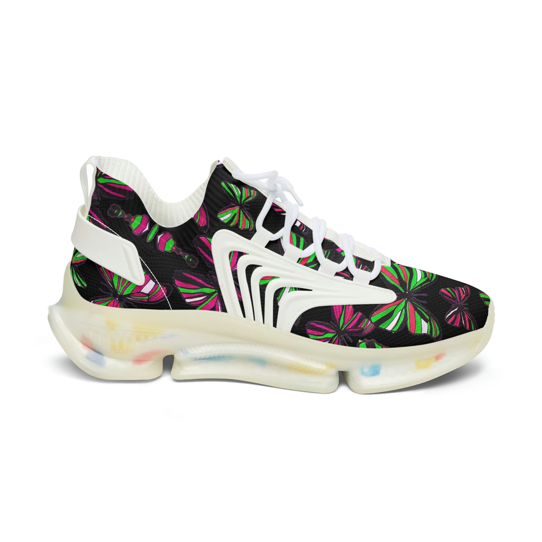 Black Butterfly Printed OTT Women's Mesh Knit Sneakers