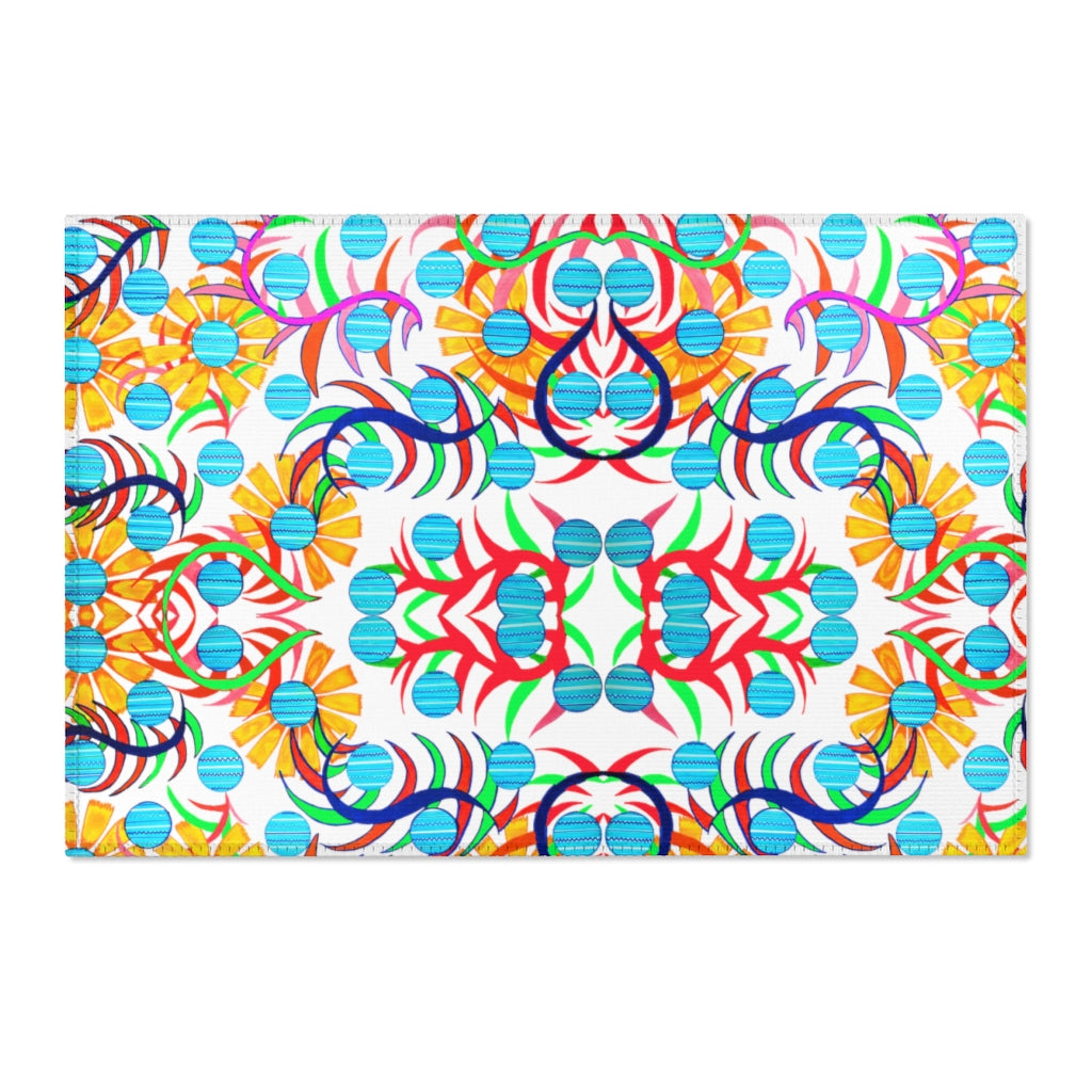 Sun Flower Jet White Area Rug