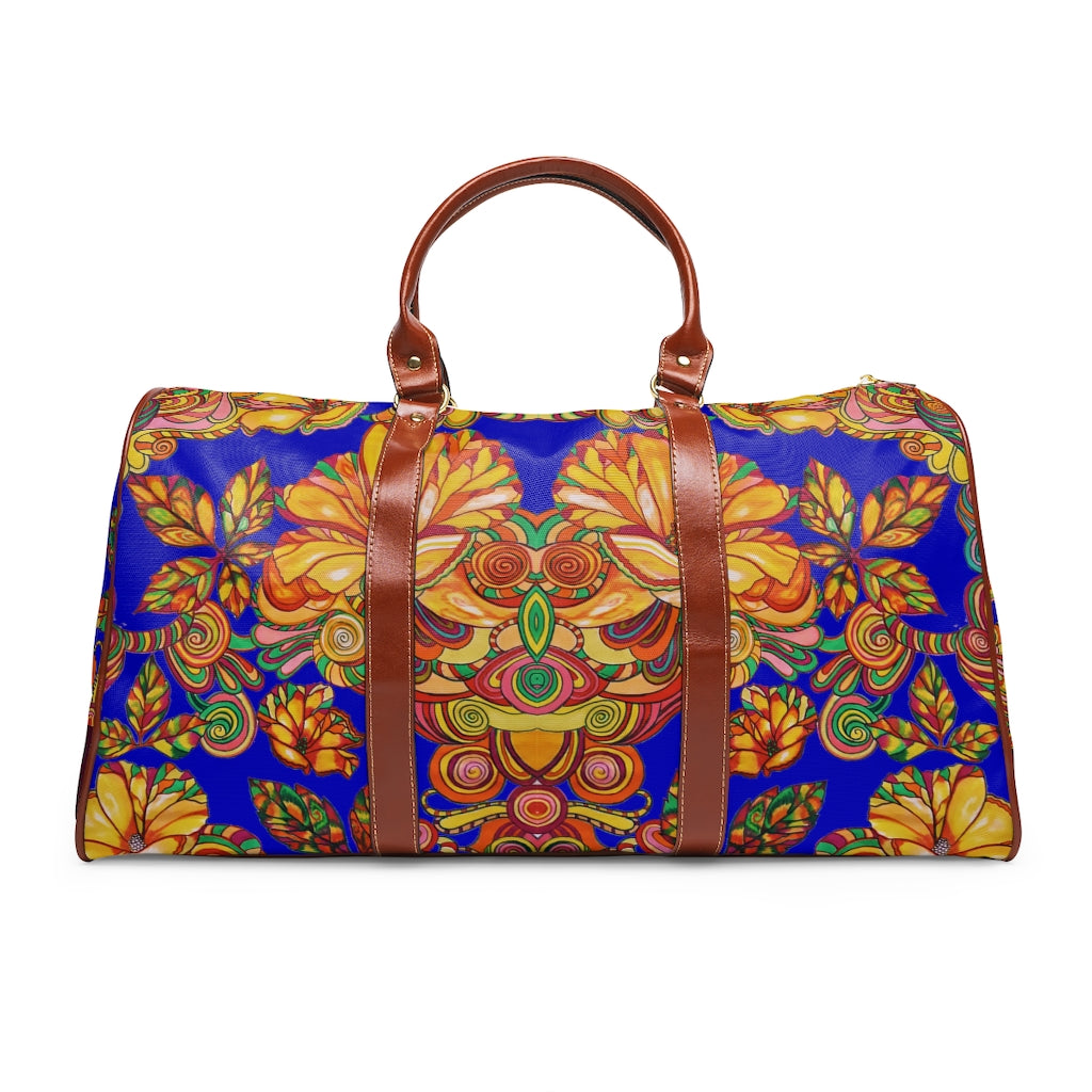 Cobalt Artsy Floral Waterproof AOP Travel Bag