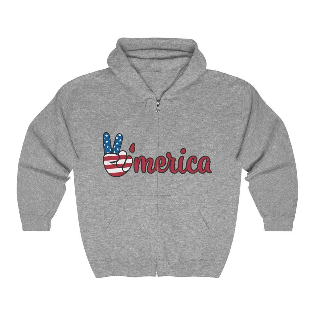 America Unisex Zip - up Hoodie