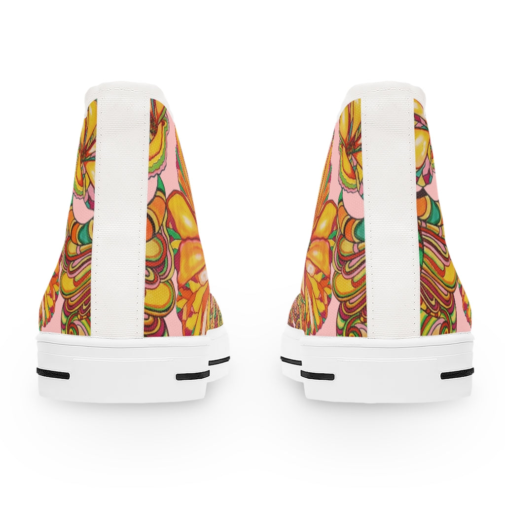 Blush Artsy Floral Women's High Top Sneakers