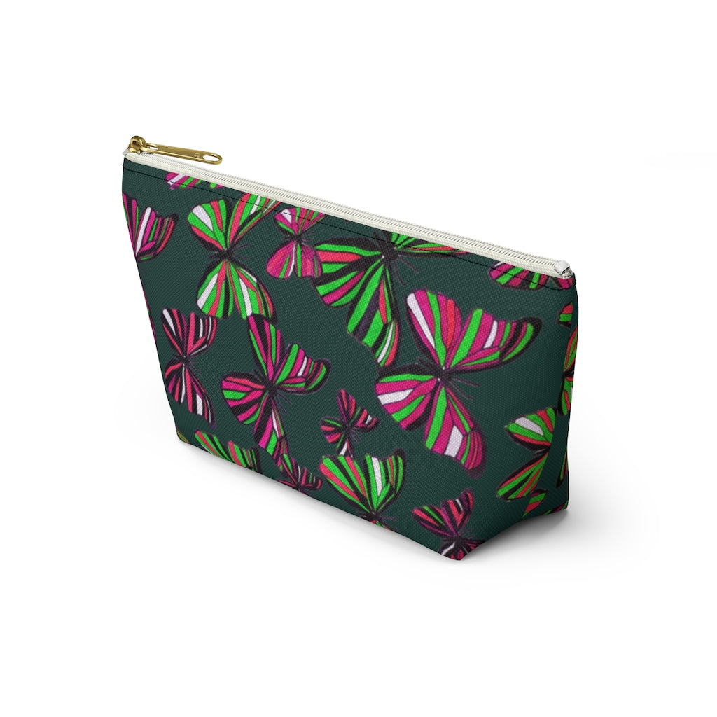 Butterflies Dark Green Accessory Pouch