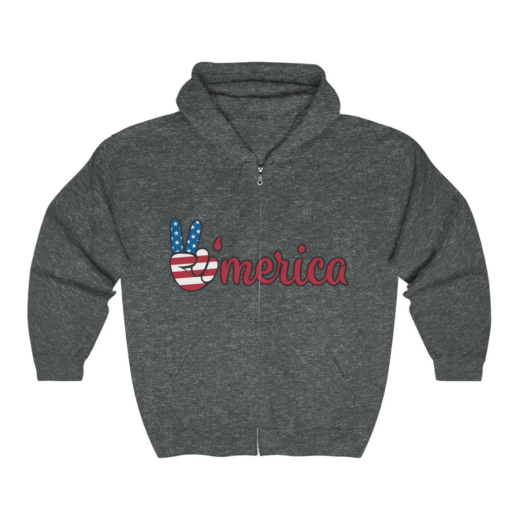 America Unisex Zip - up Hoodie