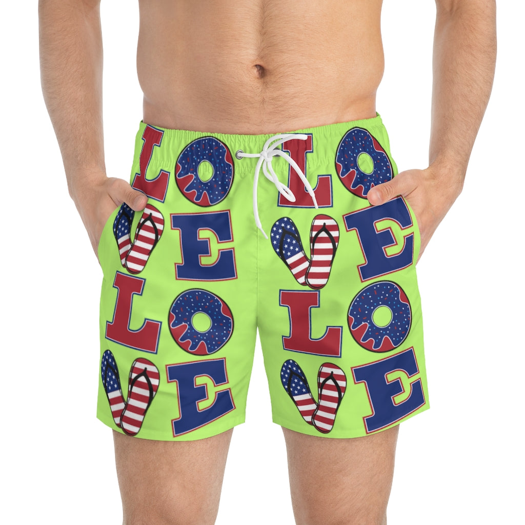 Men's American Love Lime Swimming Trunks