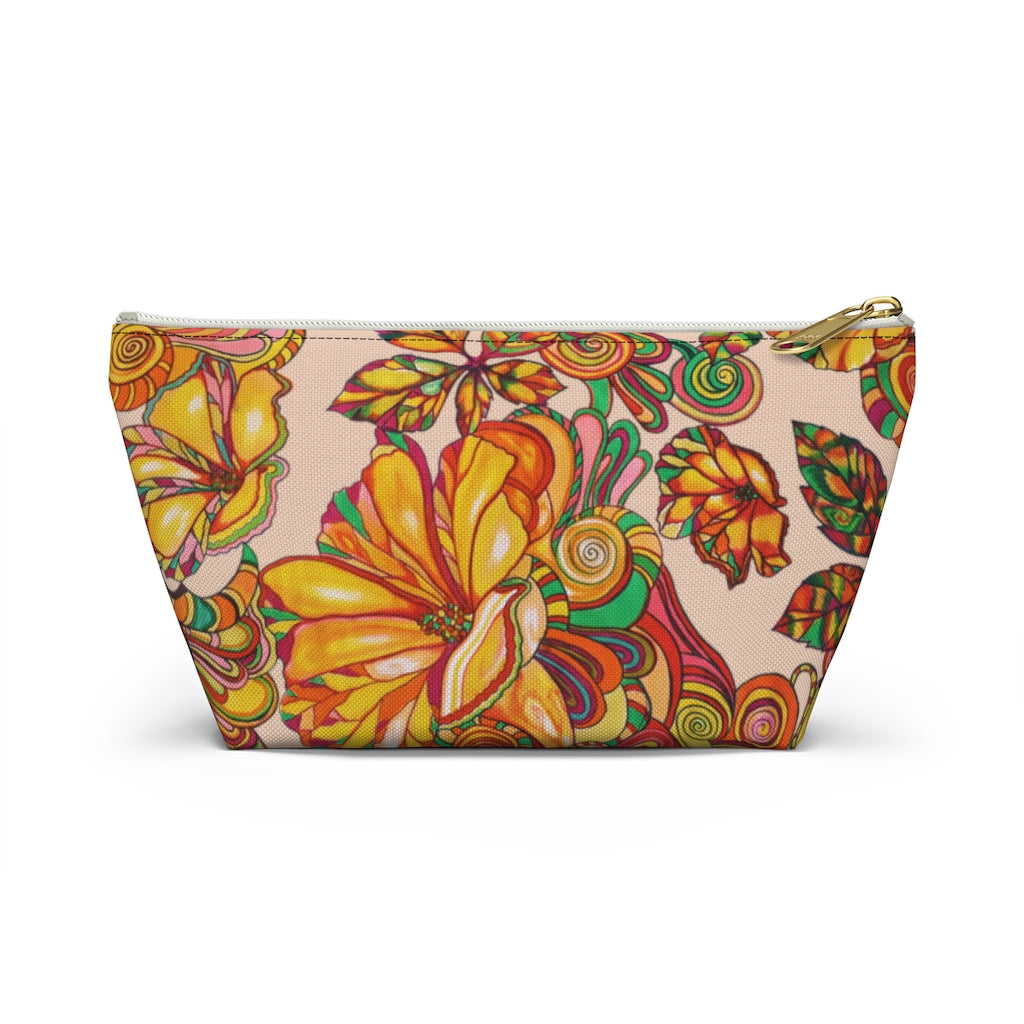 Nude Artsy Floral Accessory Pouch