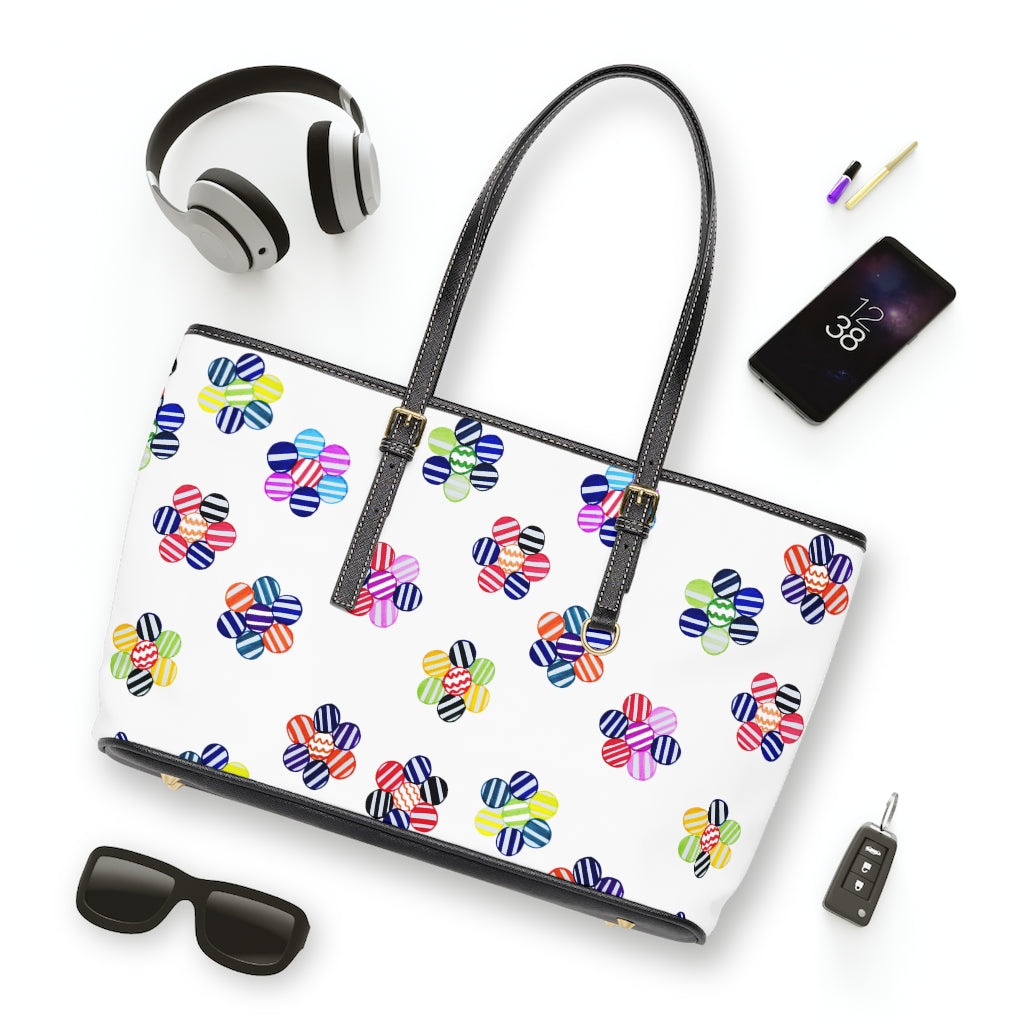 White Candy Florals PU Leather Shoulder Bag