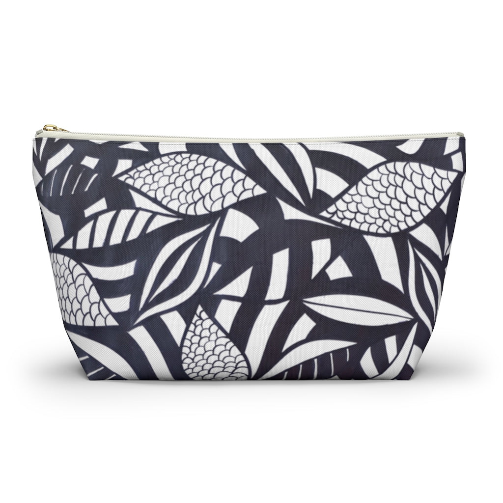 White Tropical Minimalist Accessory Pouch