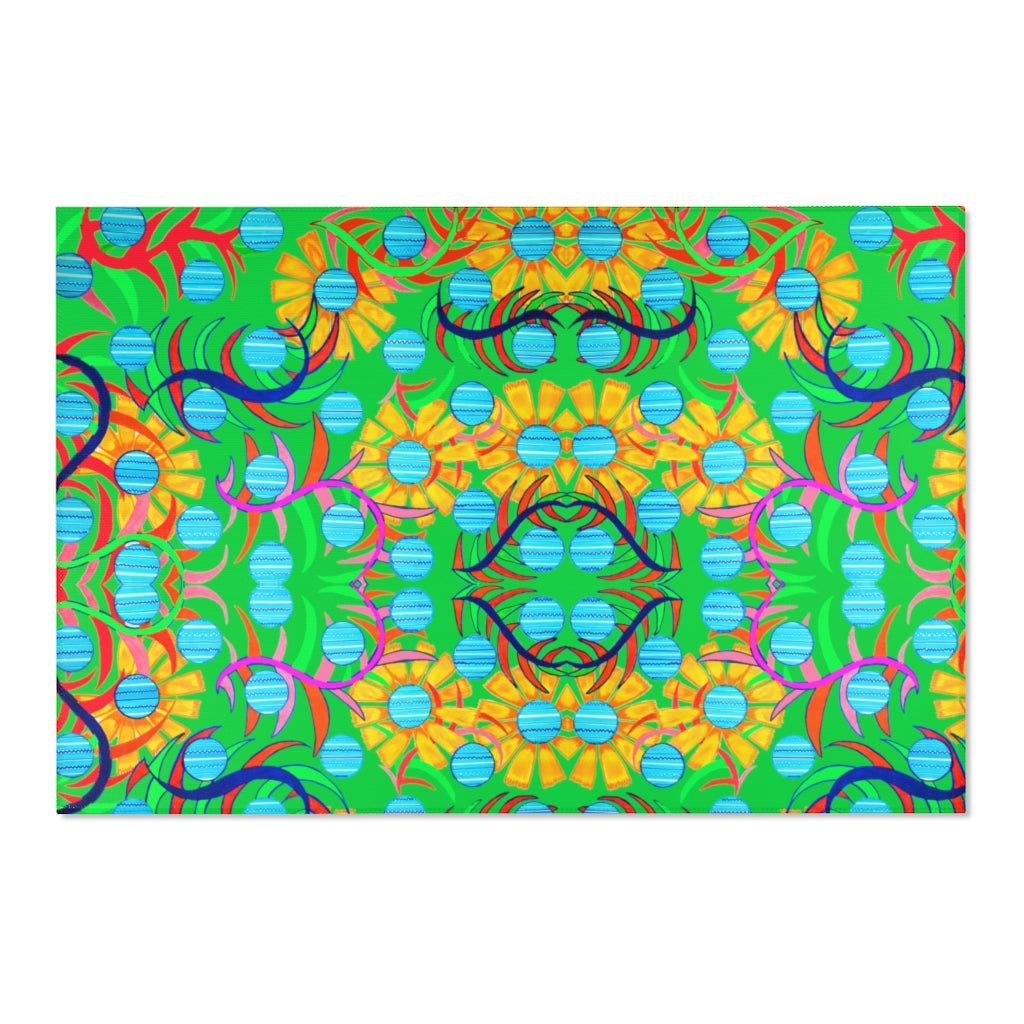 Sun Flower Lawn Green Area Rug