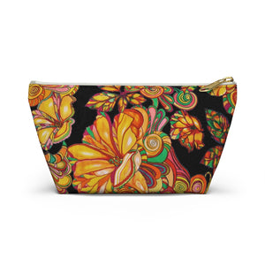 Black Artsy Floral Accessory Pouch