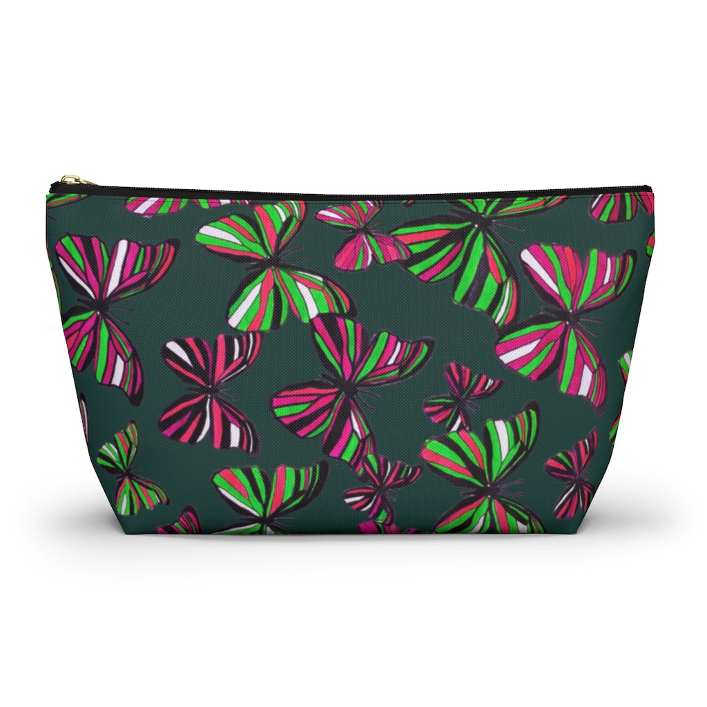 Butterflies Dark Green Accessory Pouch