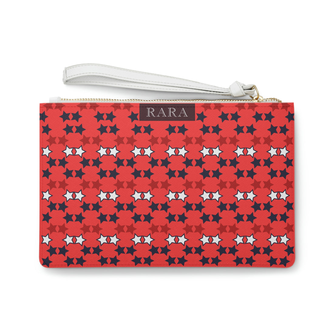 vermillion star print clutch bag