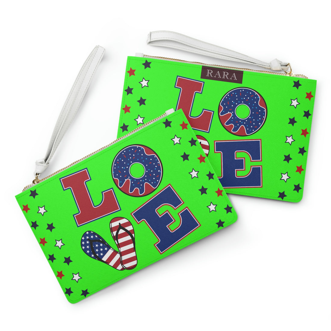 Neon Green American Love Clutch Bag