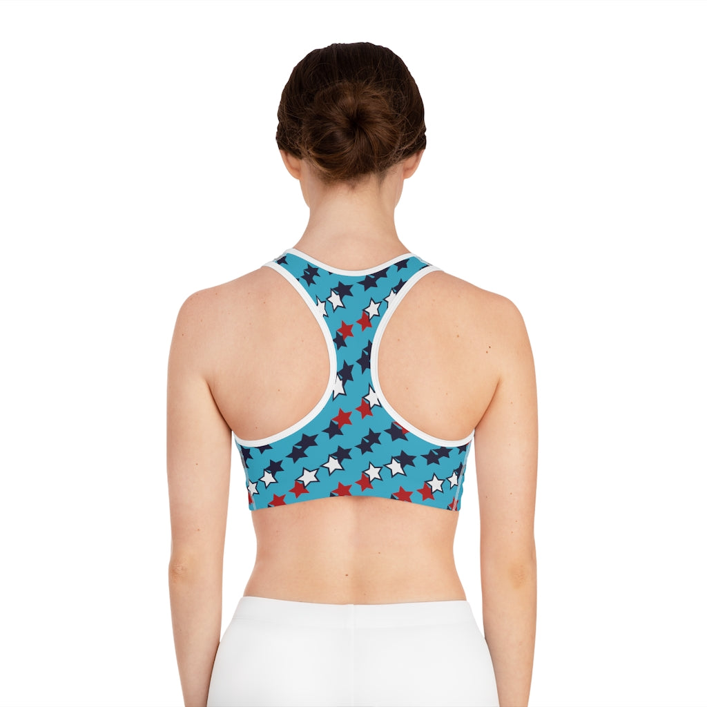 aqua star print sports bra