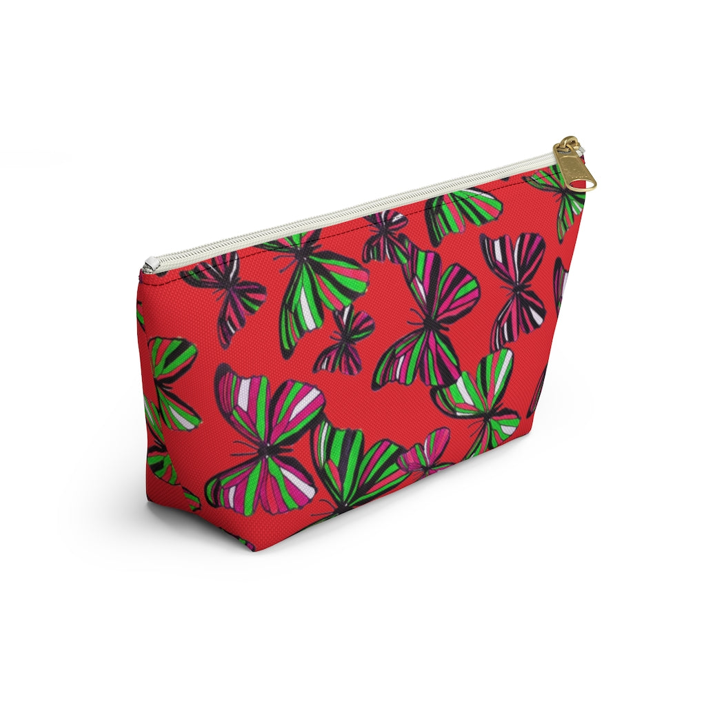 Butterflies Red Accessory Pouch