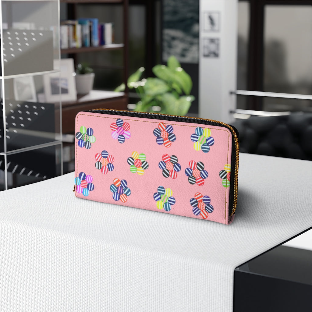 blush floral print clutch wallet