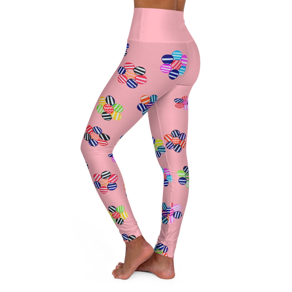 blush geometric floral printed yoga leggings 