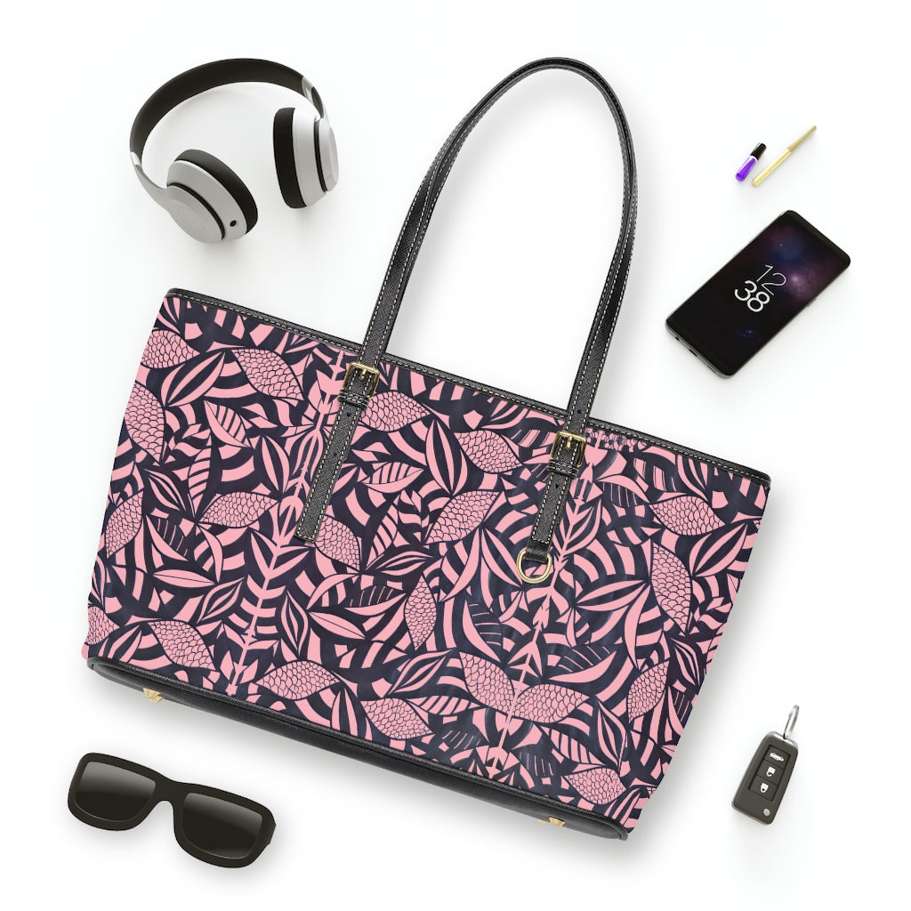 blush tropical print tote