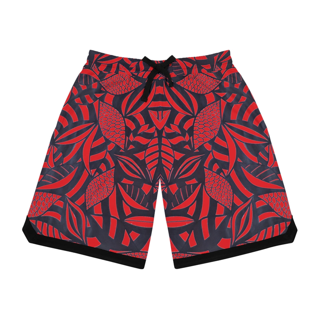 Red Tropical Minimalist Basketball Rib Shorts (AOP)