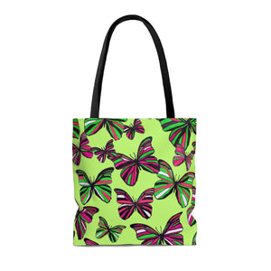 AOP Butterflies Lime Tote Bag