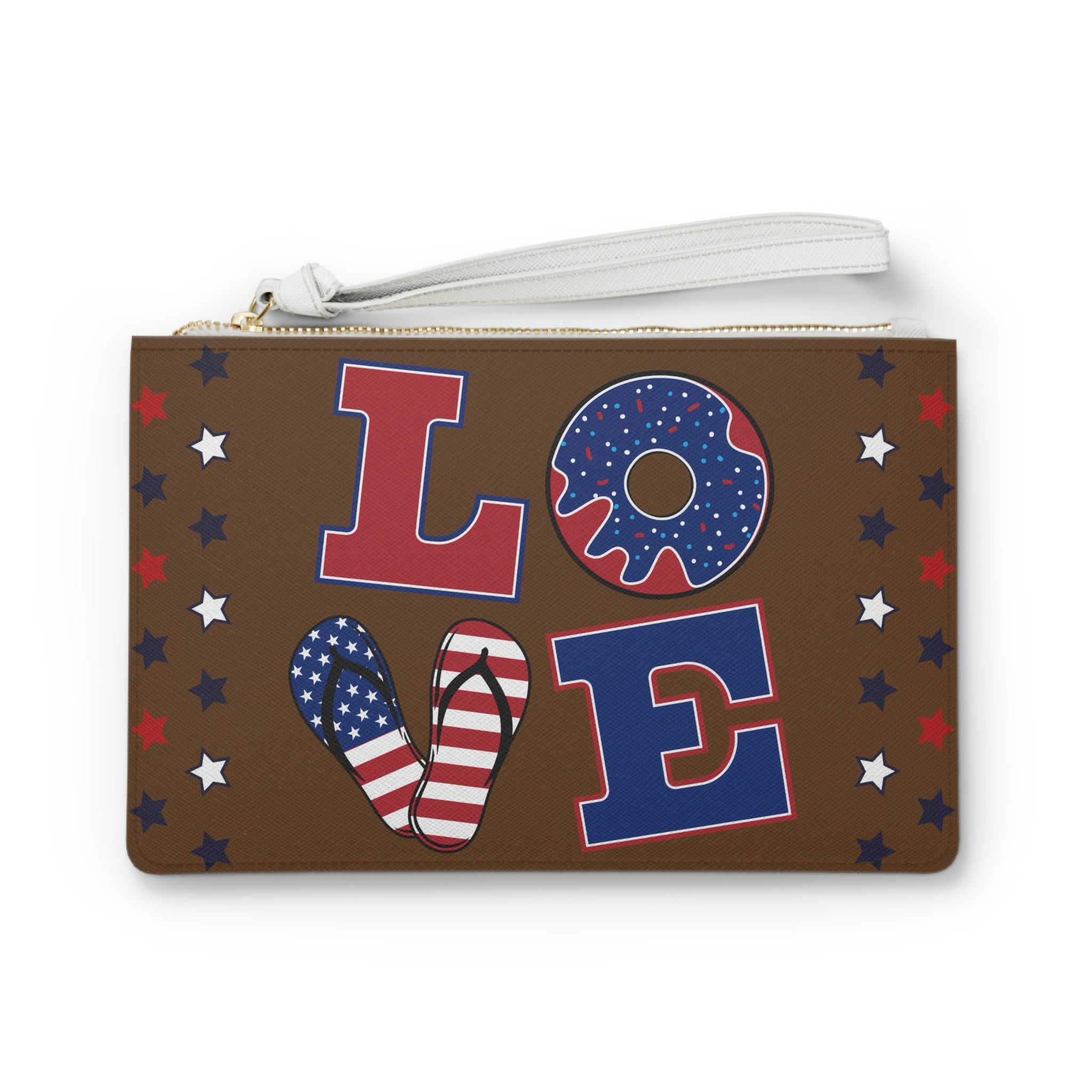 Brown American Love Clutch Bag