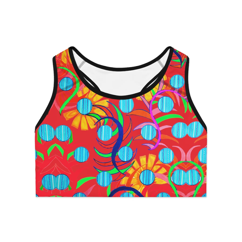 Scarlet Sunflower Print (AOP) Sports Bra