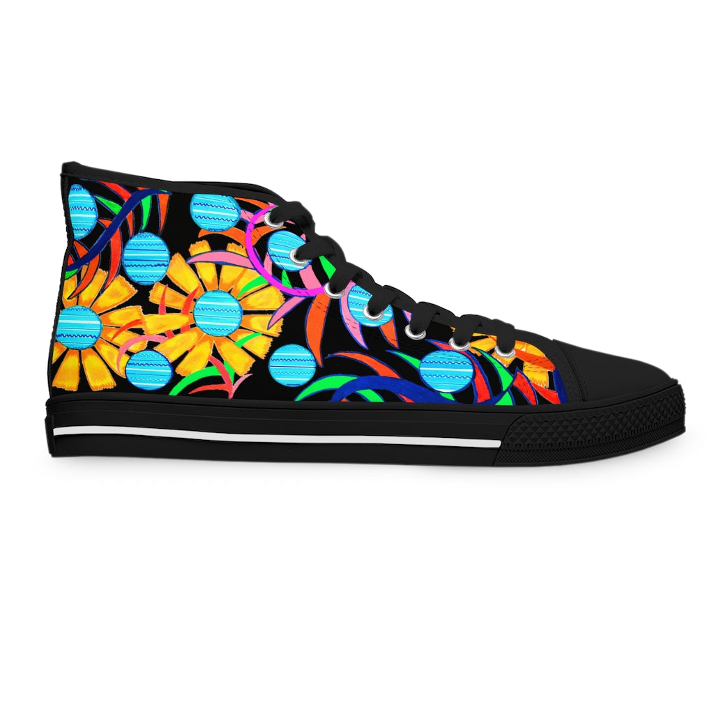 Black Sunflower Women's High Top Sneakers