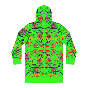 Neon Green Wilderness Hoodie Dress (AOP)