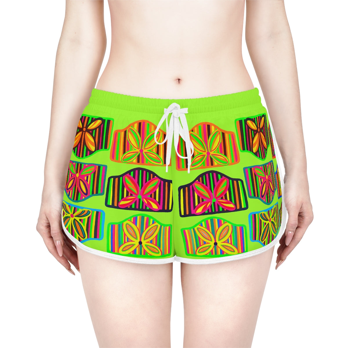 Lime Deco Print Relaxed Shorts