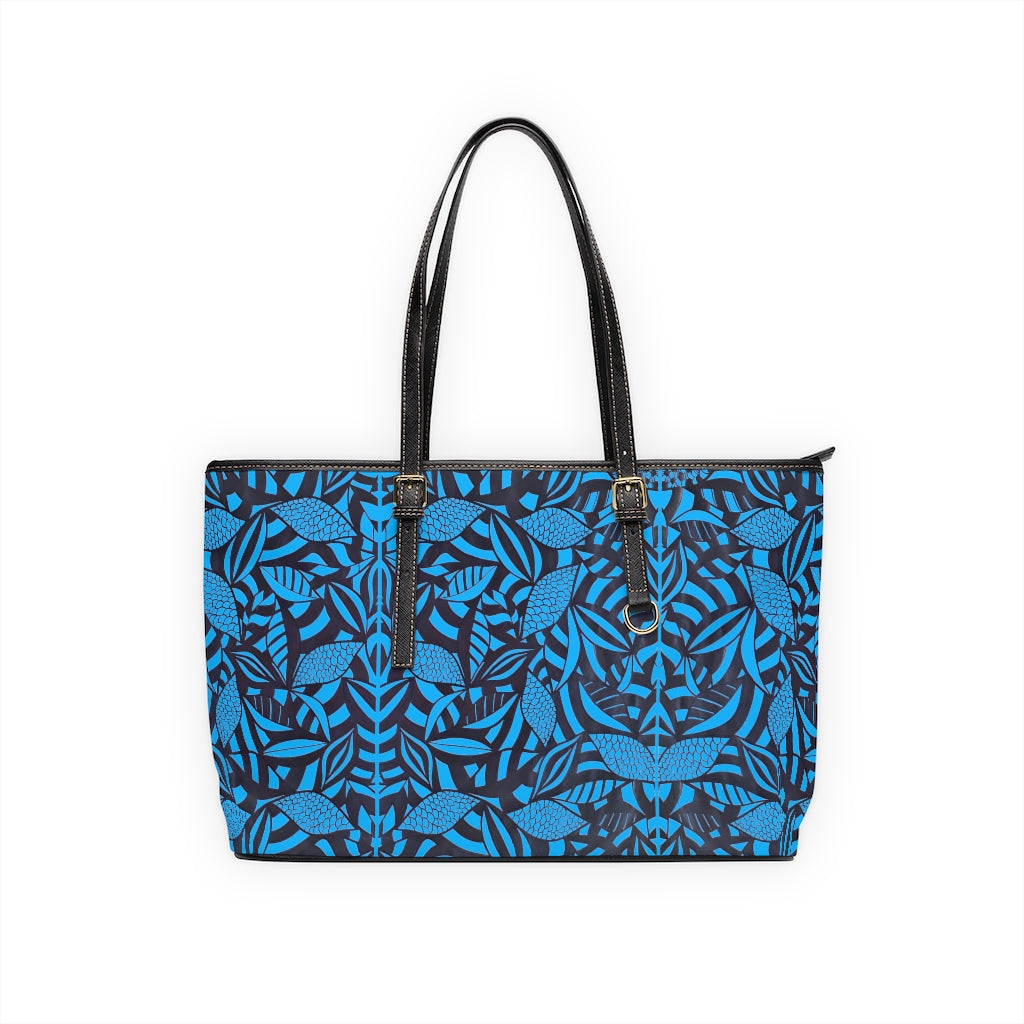 aqua tropical print tote