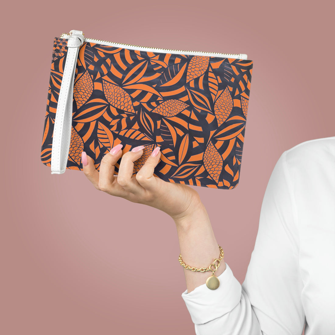 Peach Tropical Minimalist Clutch Bag