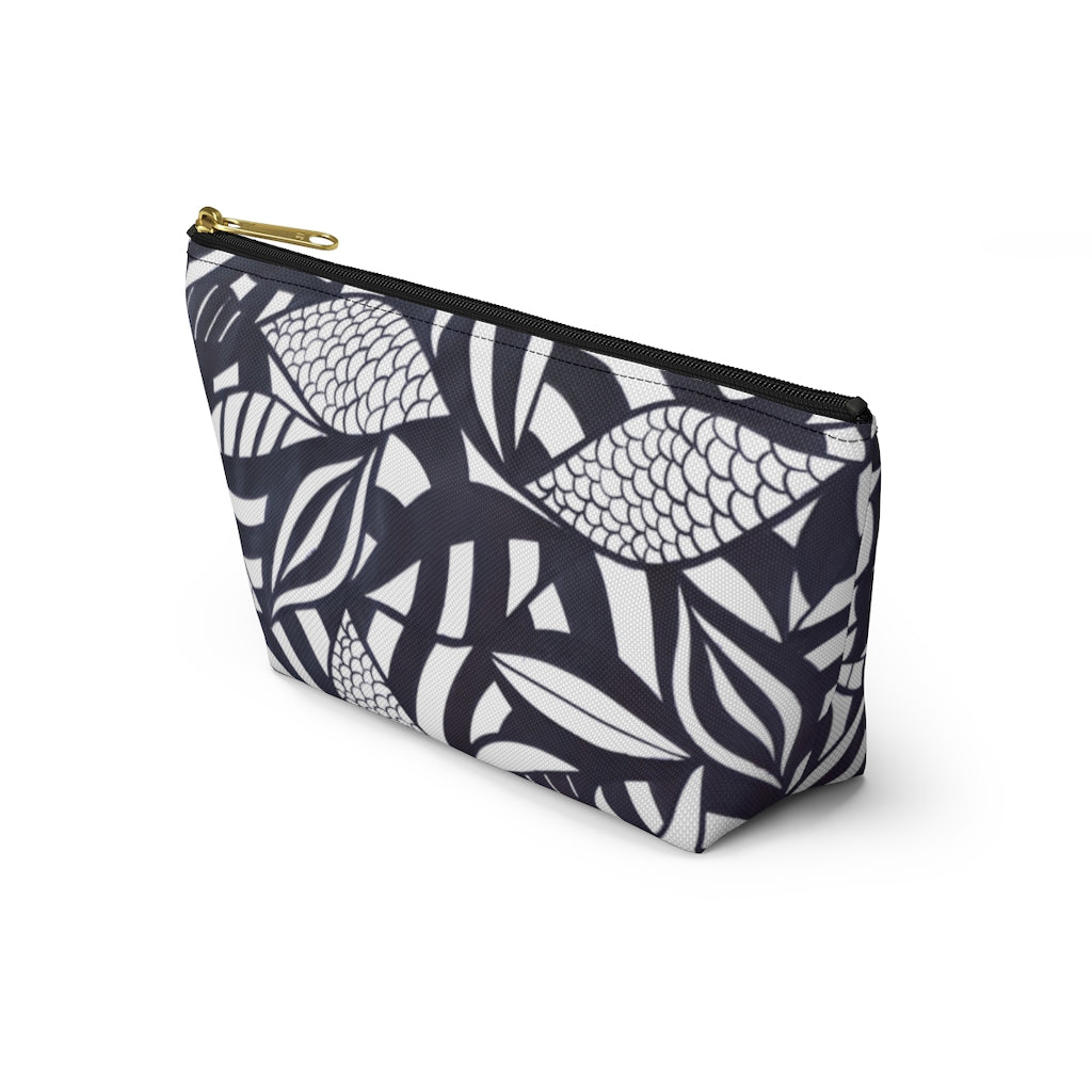 White Tropical Minimalist Accessory Pouch