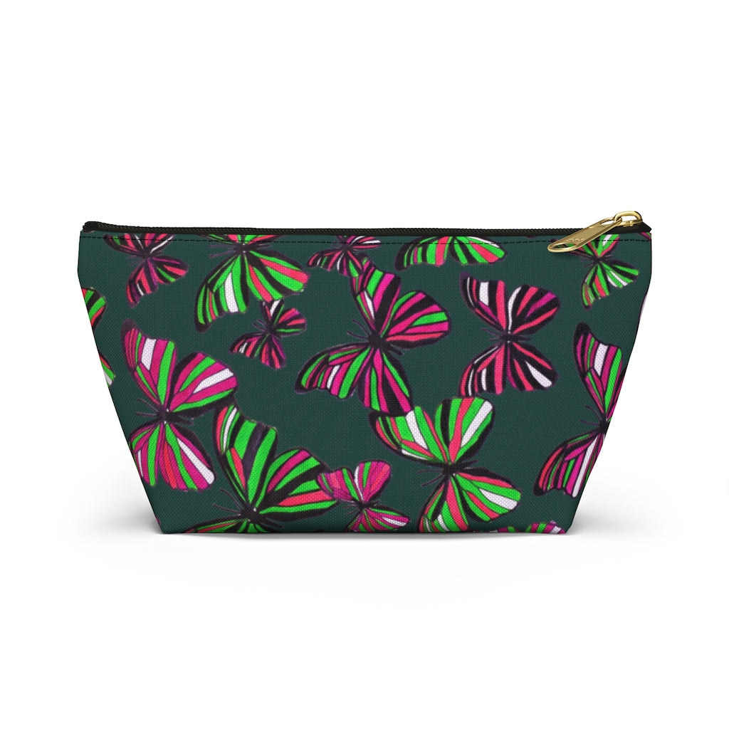 Butterflies Dark Green Accessory Pouch