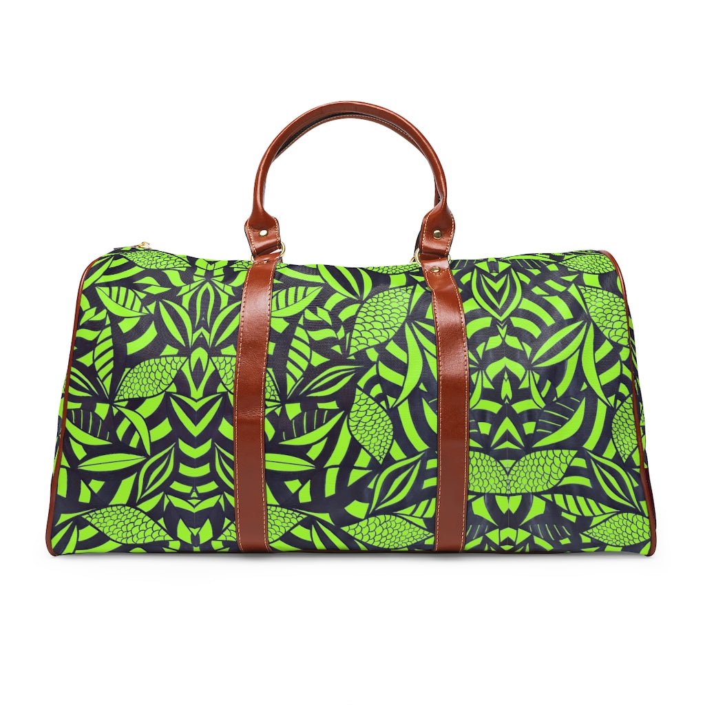 TROPICAL PRINT LIME GREEN WATERPROOF DUFFEL BAG