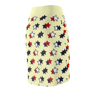 AOP Starry Cream Pencil Skirt