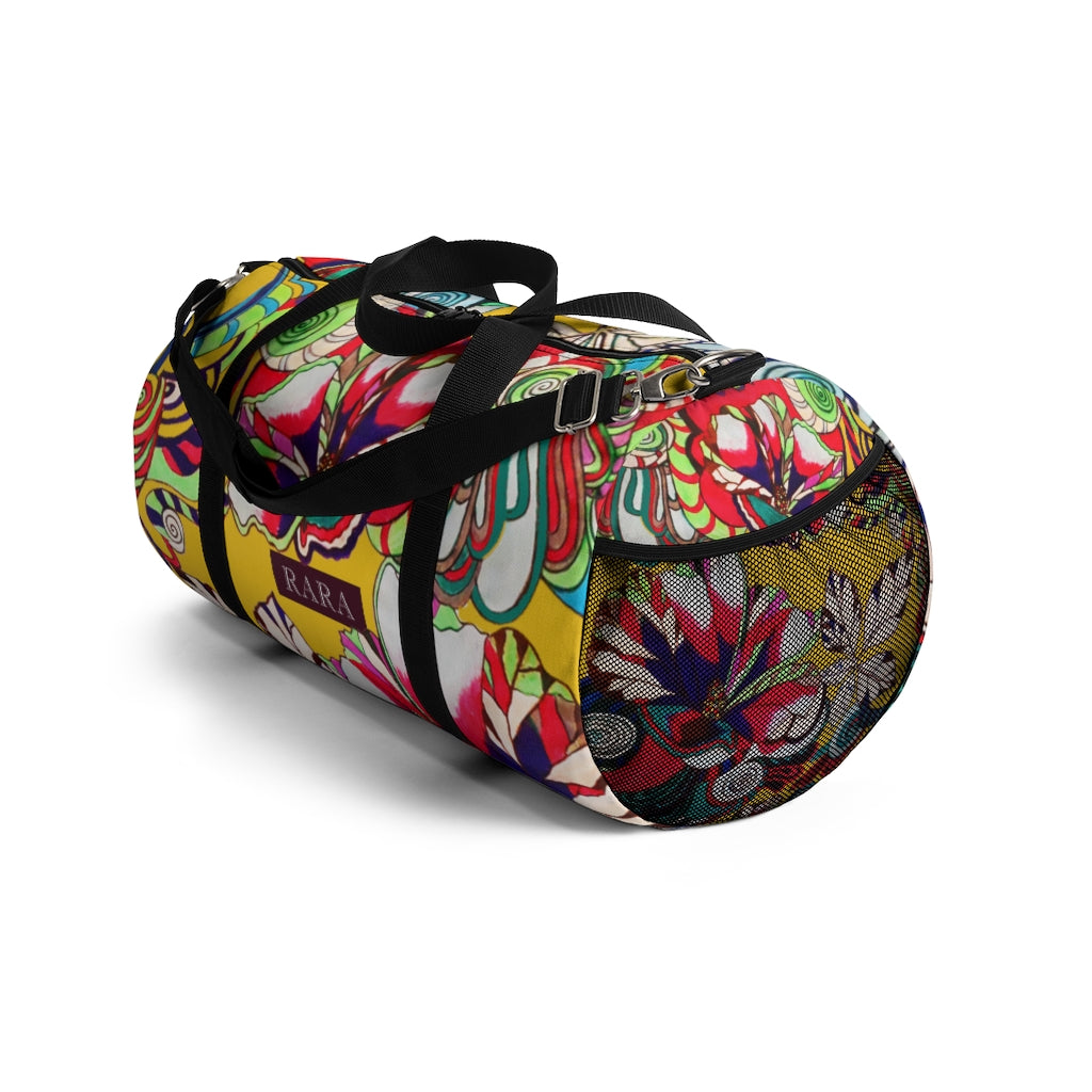 Artsy Floral Pop Yellow Duffel Bag