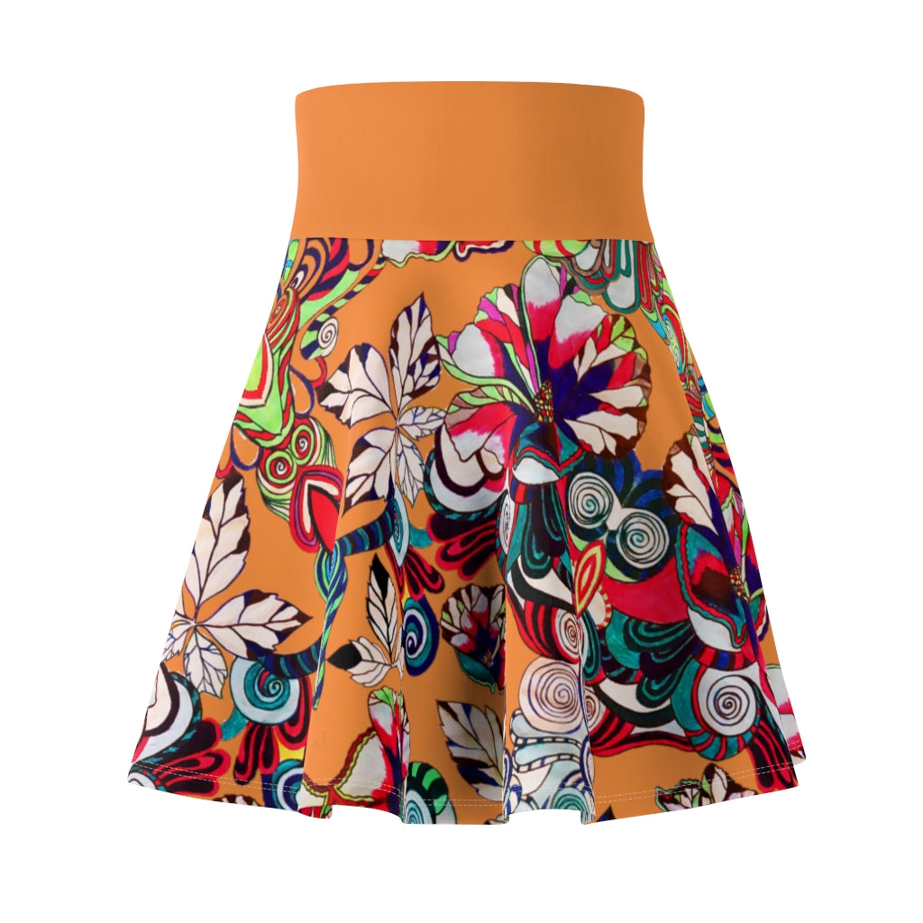 Graphic Floral Peach Skater Skirt