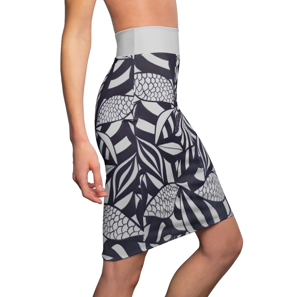 Tropical Minimalist Slate Pencil Skirt