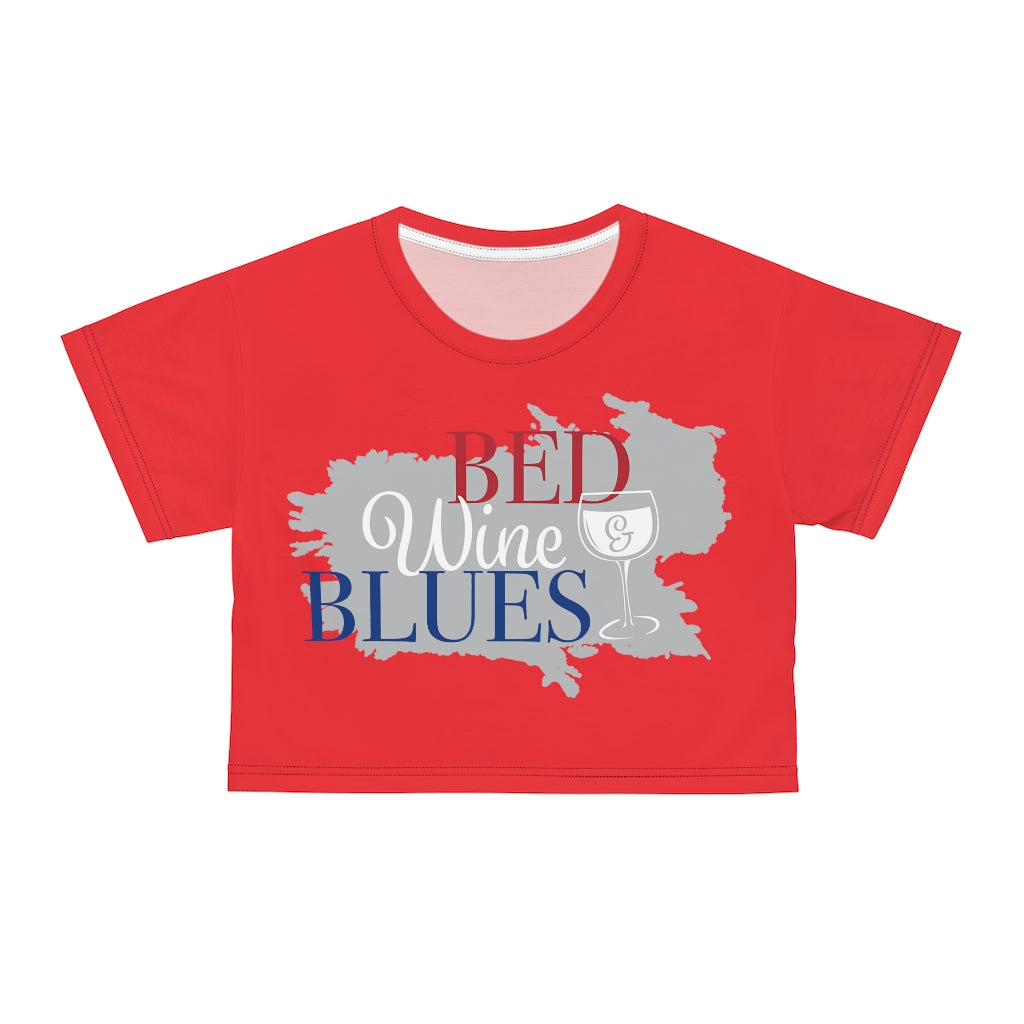 Red Bed & Blues AOP Crop Tee