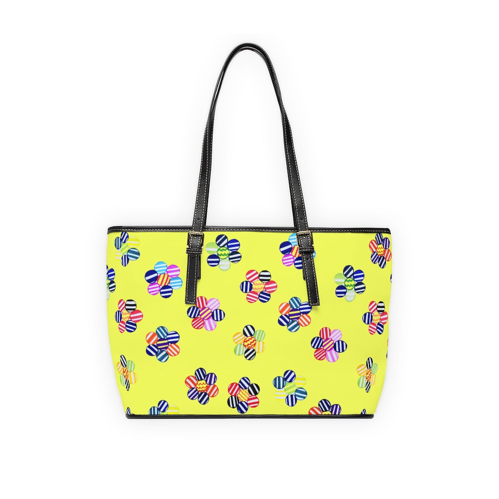 Canary Yellow Candy Florals PU Leather Shoulder Bag