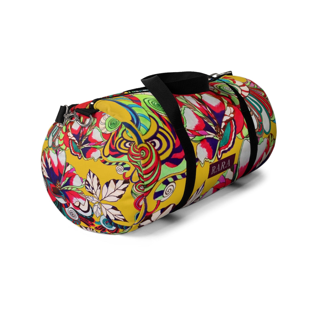 Artsy Floral Pop Yellow Duffel Bag