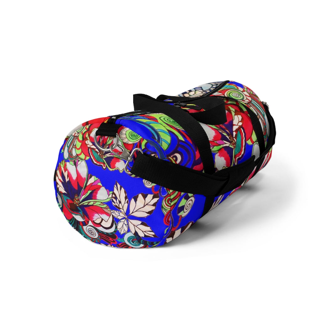 Artsy Floral Pop Electric Blue Duffel Bag