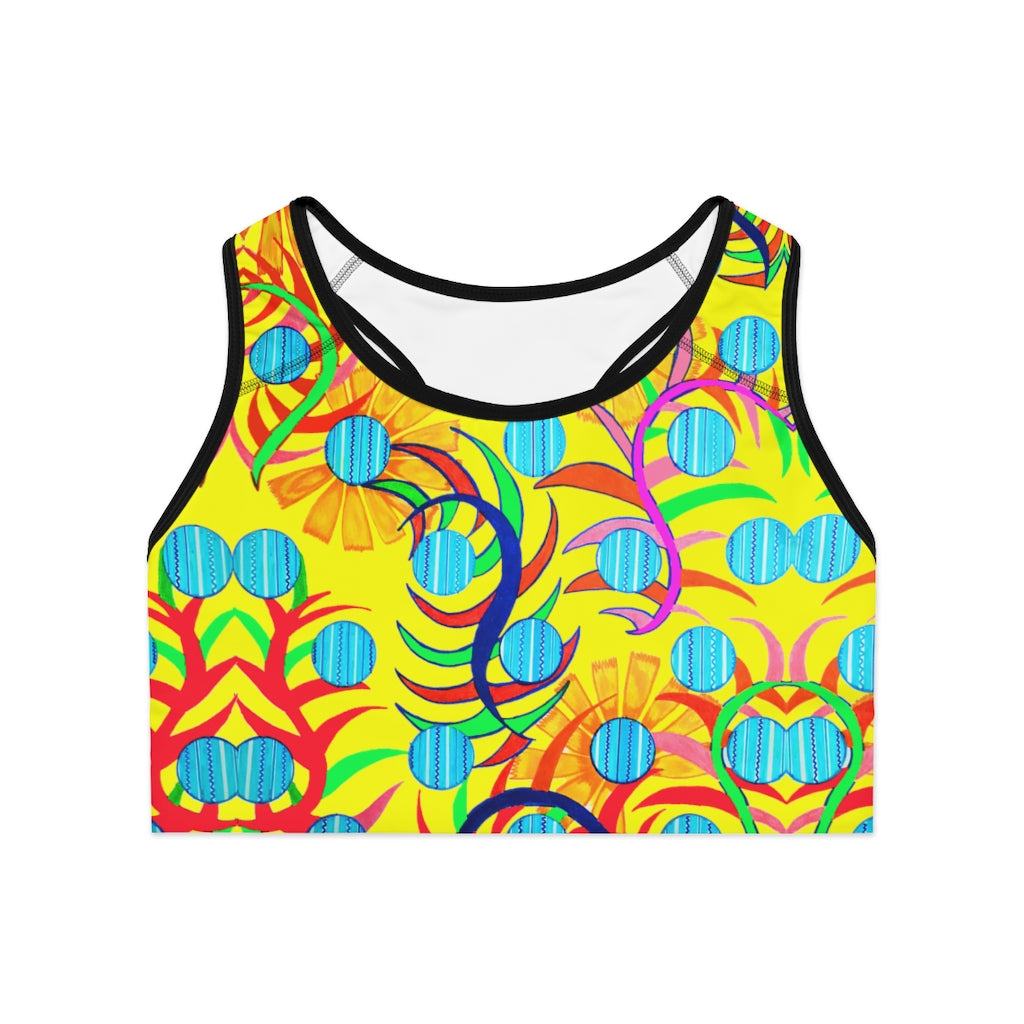 Canary Sunflower Print (AOP) Sports Bra