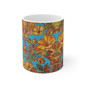 Artsy Florals Aqua Mug 11oz