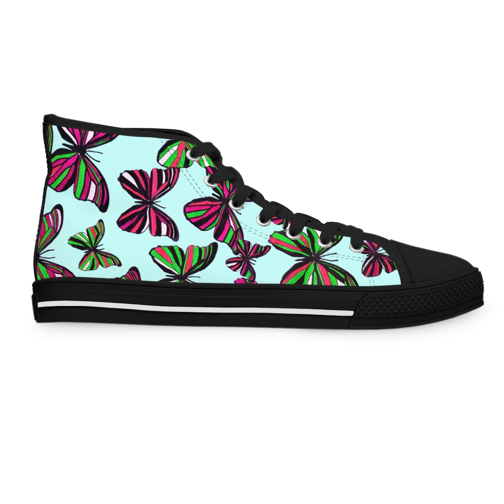 Ice Blue Butterflies Women's High Top Sneakers