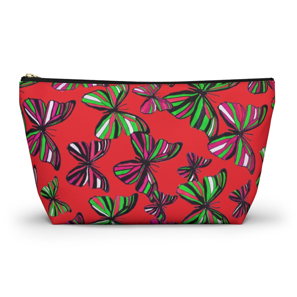 Butterflies Red Accessory Pouch