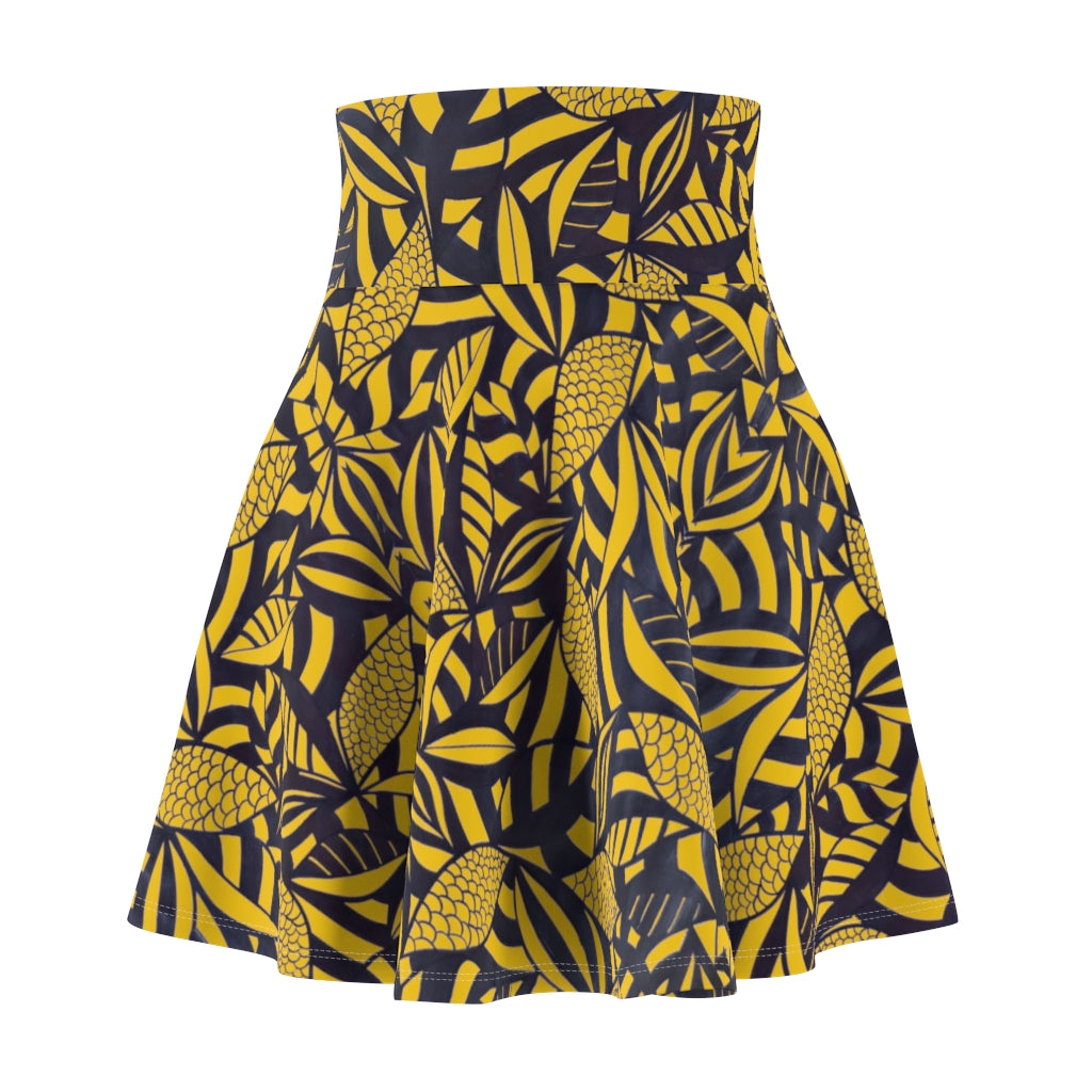 Tropical Minimalist Yellow Skater Skirt