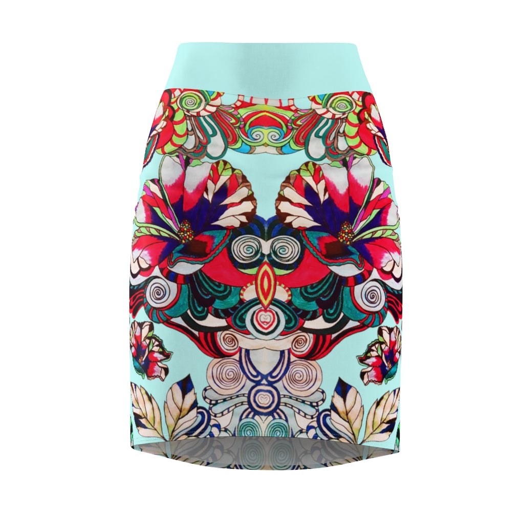 Floral Pop Icy Pencil Skirt