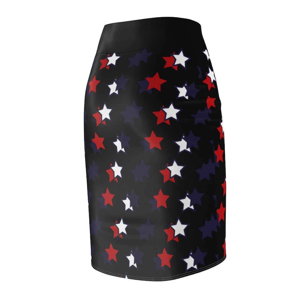 AOP Starry Black Pencil Skirt