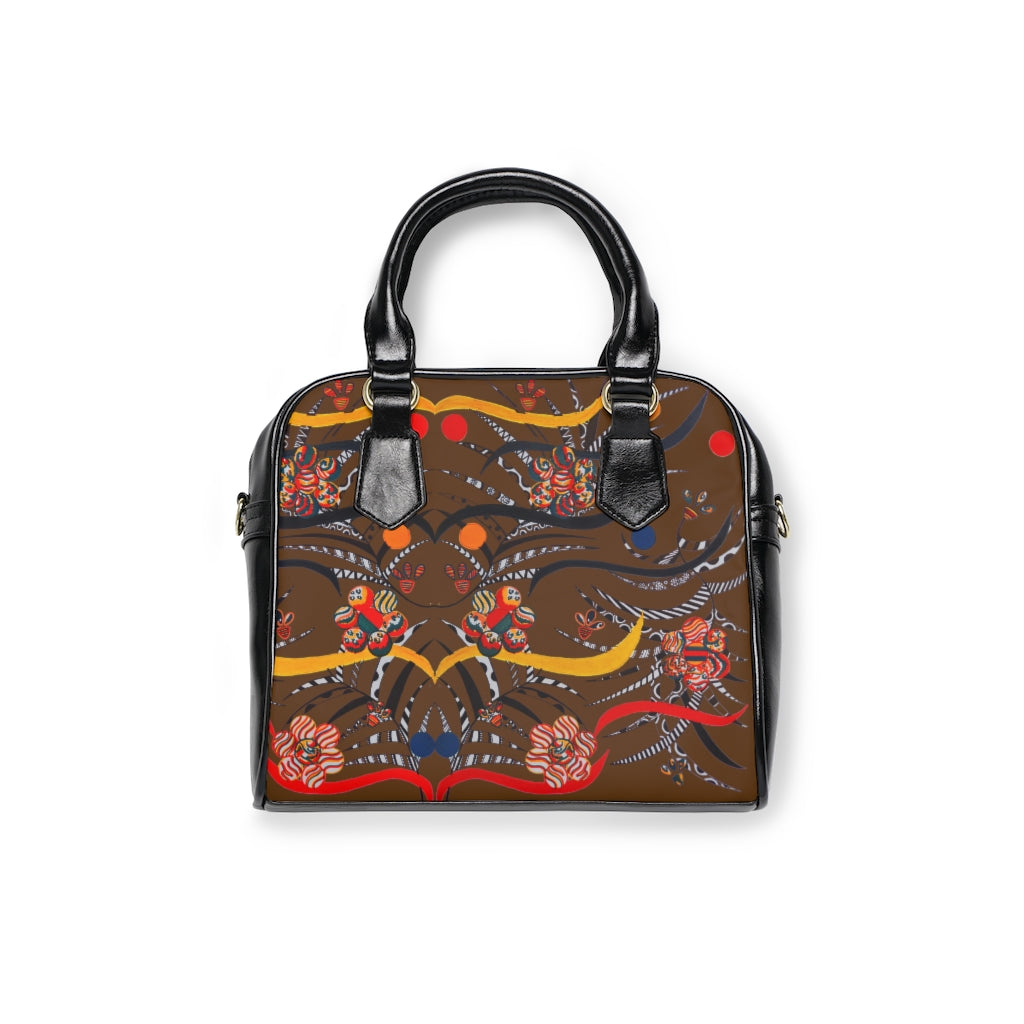 brown animal & jungle print handbag